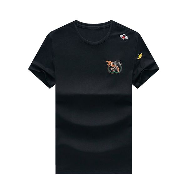 

19SS New Summer Fashion Mens Designer T Shirts Large Size Solid Black Monogram Print Men's Solid Color Designer Shirt