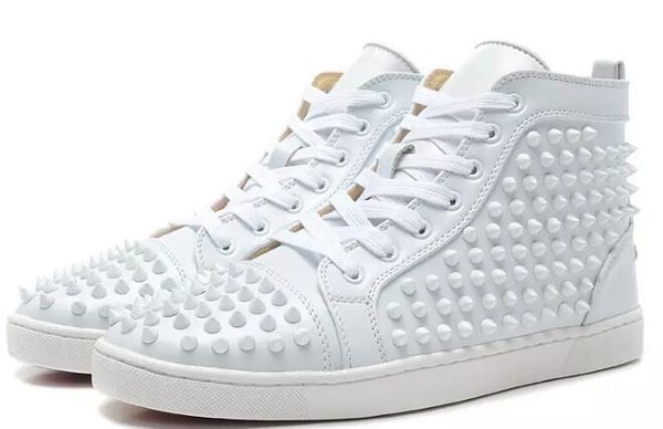 

new wholesale red bottom sneakers men women brand shoes spikes flat shoes men high studded rivet trainers male party dress s d09, Black