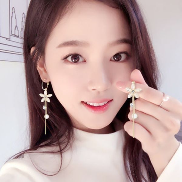 

new fashion show face thin earrings female temperament character joker two wear tassels eardrop women jewelry gift, Silver