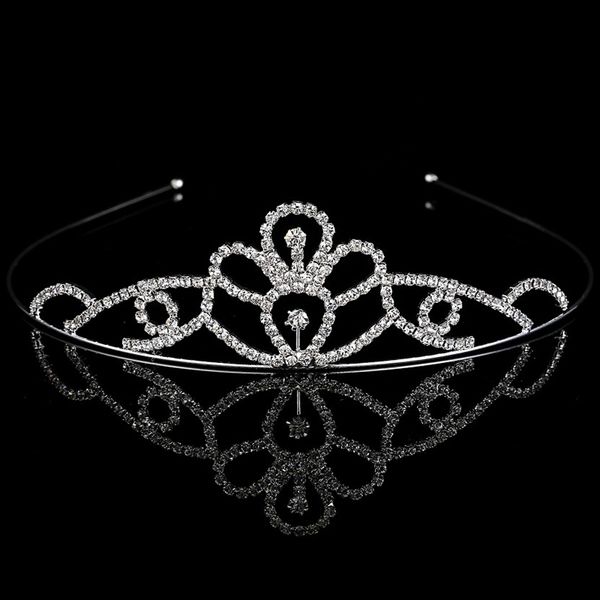 

crystal rhinestone tiara headband trendy silver plated zinc alloy wedding flower girls crown tiara headband, Golden;white