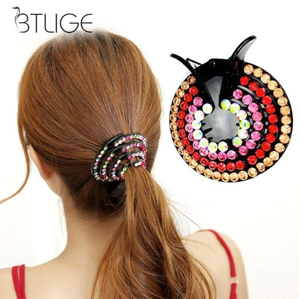 Fashion Ladies Hair Clips Pins Nest Crystal Hairpin Ponytail Hair