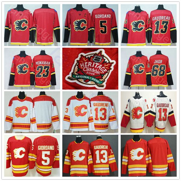 

2019 2020 новый calgary flames наследия классический джерси 5 марк джордано 13 джонни гудро 23 шон монахан 68 яромир ягр хоккей трикотажных, Black;red