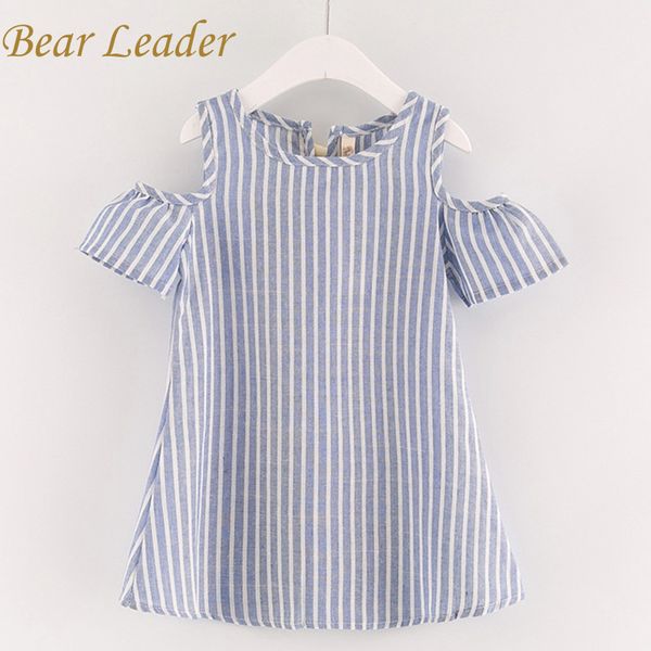 

bear leader girls dresses 2019 new strapless shoulder stripe dress girl laciing kids dresses for girl princess dress clothes, Red;yellow