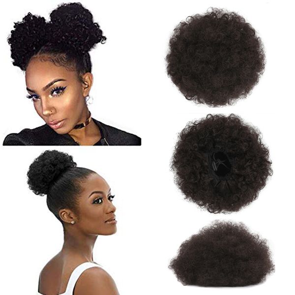 

high afro puff ponytail drawstring short african american synthetic kinky curly hair extension for black women