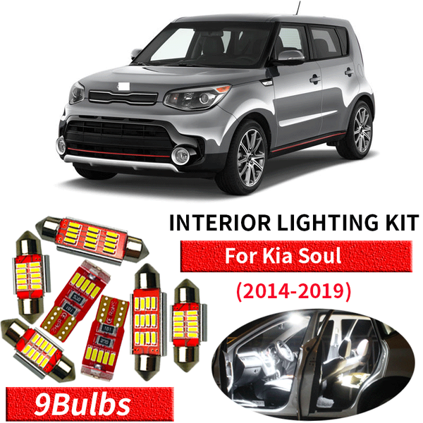

9x white canbus led car interior lights package kit for 2014-2019 kia soul led interior dome trunk lights