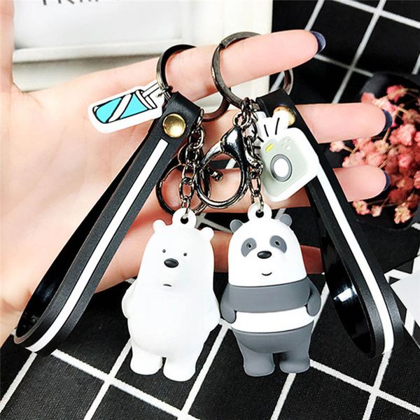 

cartoon anime cute three animal bears doll keychains women car bag pendant belt trinkets key chains party gift supplies