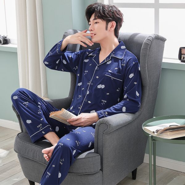 

2019 brand designed pajamas for men casual sleepwear soft cotton nightwear home suit pyjama homme plus size homewear, Black;brown