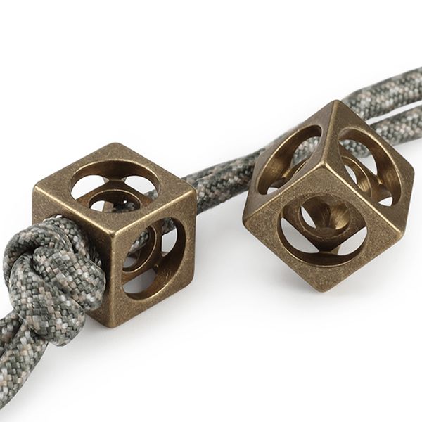 

1pcs vintage brass hollow out knife beads umbrella rope bead outdoor diy pendant six sides paracord bead