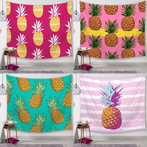 Arazzo stampato ananas 25 stili Serie ananas Arazzi da parete Telo da bagno da spiaggia Tappetini da campeggio all'aperto Decorazione della parete di casa