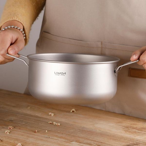 

lixada 2100ml titanium stockpot soup pot saucepan home kitchen outdoor camping backpacking