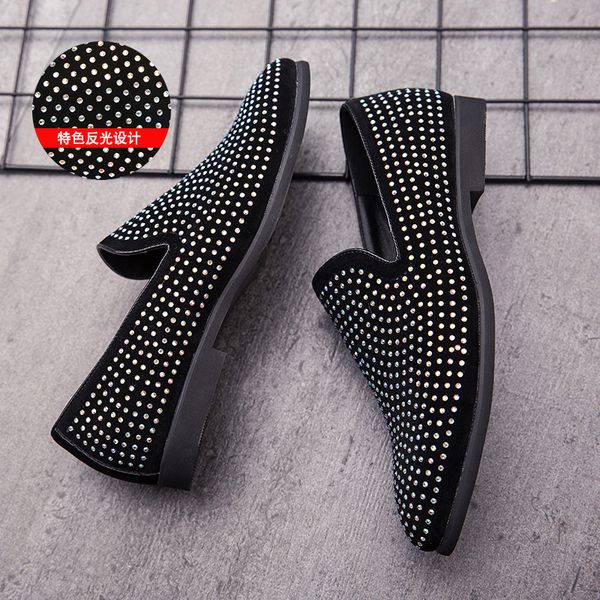 

rhinestones men dress shoes shiny fashion studded wedding male footwear leather party mixed colors oxford shoes for men, Black