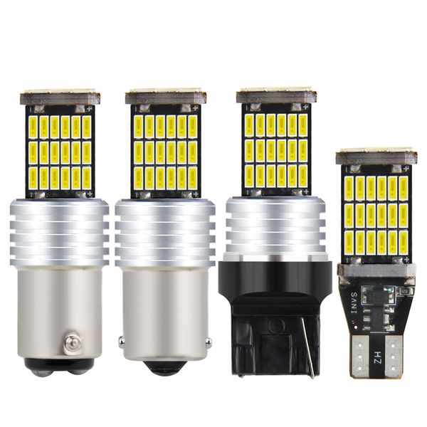

2pcs t15 1156 ba15s p21w bau15s py21w w16w led canbus no error car tail bulb brake light backup reverse lamp white yellow 12v