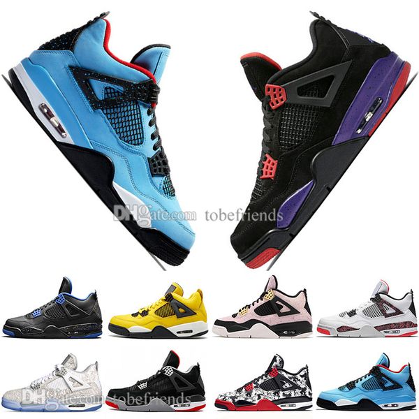 

fashion bred 4 4s what the cactus jack laser wings mens basketball shoes denim blue pale citron men sport designer sneakers us 5.5-13