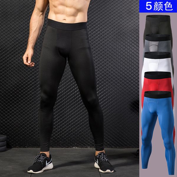 

running pants men's tights compression sport elastic leggings men gym jogging sweat fitness basketball trousers sportswear, Black;blue