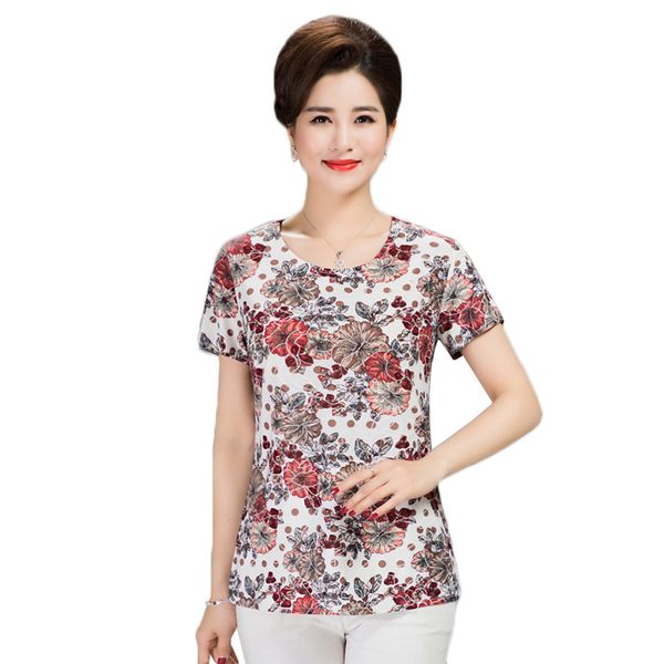 

дизайнер рубашка женская дизайнерская одежда для женщин печать t лето среднего возраста, шелк молока футболки женские повседневная женщина с, White