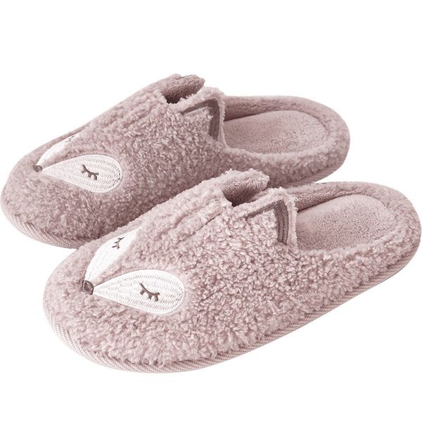 

indoor warm women slippers cute animal unicorn winter fur home shoe female girl nonslip memory foam cotton house slippers y, Black