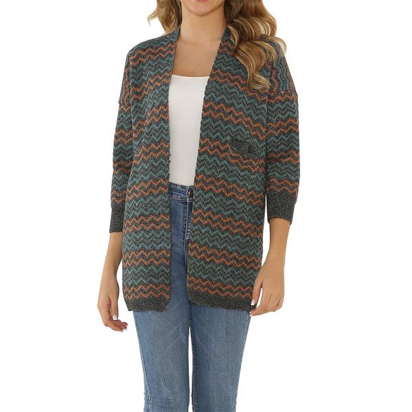 

women casual v-neck pocket patchwork long sleeve knitted sweater loose cardigan pull femme nouveaute 2019 winter clothes women, White