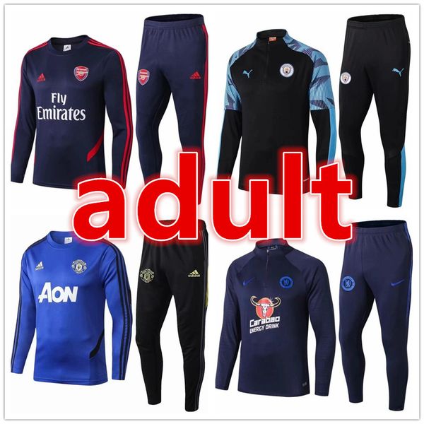 

epl soccer tracksuit 19 20 salah hazard survÃªtement de football training suit jogging men football tracksuit chandal futbol, Black