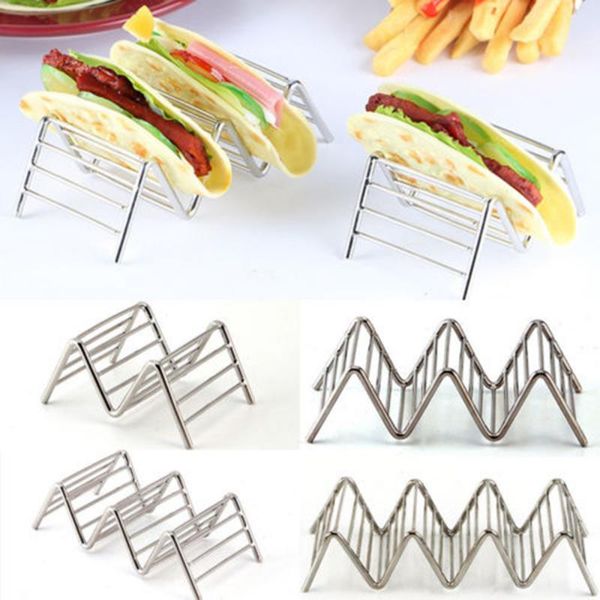 

stainless steel taco holder plate fried food cooling drain tray rack pancake storage shelf pizza pie display stand kitchen tool