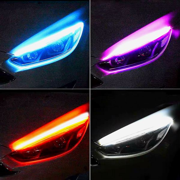 

jurus 30/45/60cm drl car daytime running lights slim flowing sequential turn signal light flexible tube angel eyes car led strip