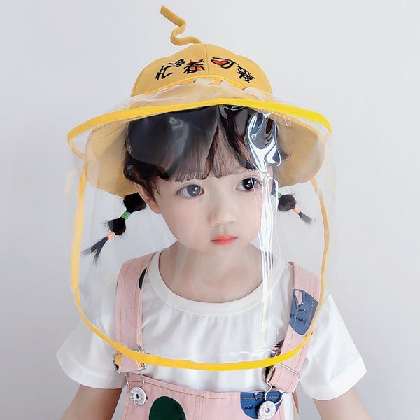 

boy cartoon fisherman bucket designer cute hat face girl protective cap anti-saliva mask protection hats cover cap sun mouth hats elibq, White;black