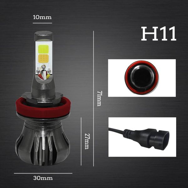 

car fob light 160w h8 h9 h11 led fog light bulbs 3000k yellow + 6000k white colors strobe lamp bulb cob bulb kit for car vehicle