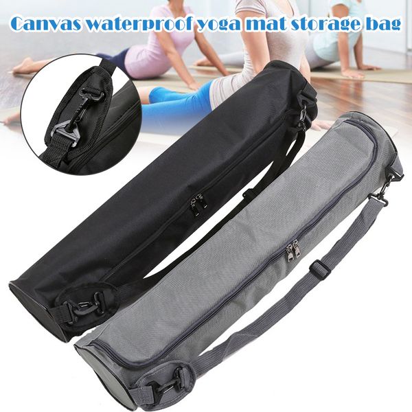 

new canvas waterproof yoga pad bag solid color yoga mat storage bag backpack lightweight and portable drop shipping