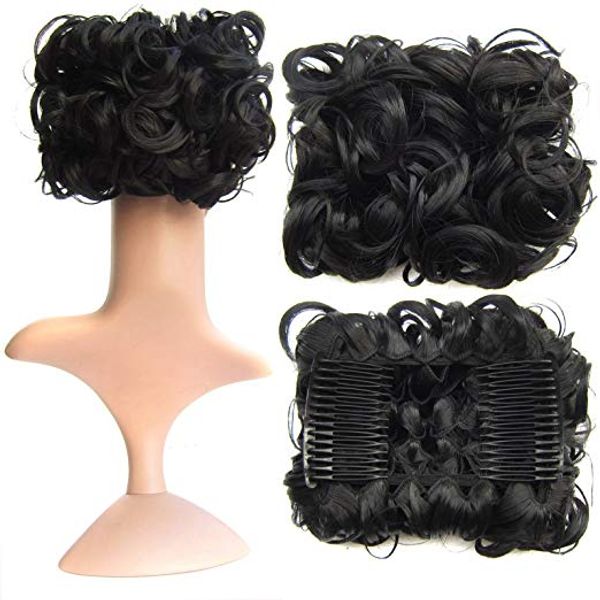 Short Messy Curly Dish Hair Big Bun Easy Stretch Hair Combs Clip