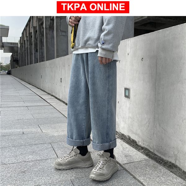 

men streetwear wide leg blue jeans harem pants 2020 denim men korean fashions black jeans high waist designer clothes