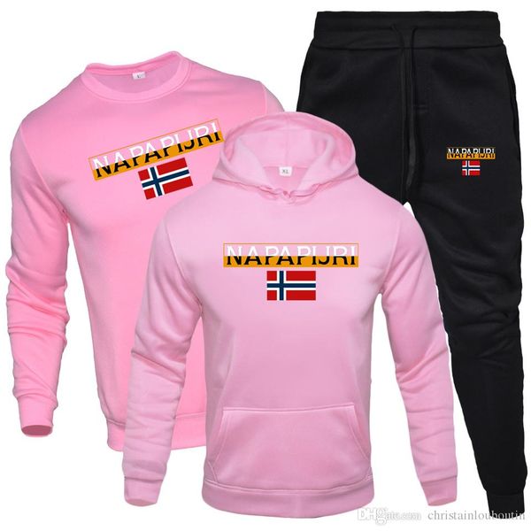 

новый бренд tracksuit 2020 мода толстовка для мужчин спортивной одежды из трех частей наборов толстой шерсти с капюшоном + брюки + футболка, Gray