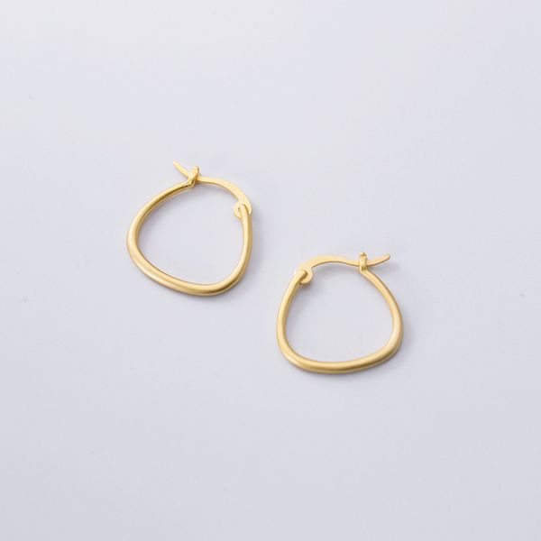 

100% 925 sterling silver korean fashion gold round buckle small hoop earrings for women lady girls party jewelry, Golden;silver
