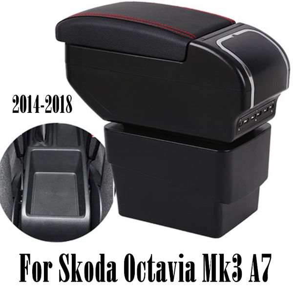 

armrest for octavia 3 a7 2014-2018 dual layer central store content box with ashtray cup holder usb charging car modific