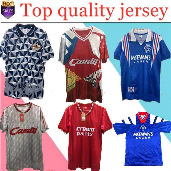 

1996 97 glasgow rangers retro soccer jersey 92 93 northern irelan d home blue #8 gascoigne #11 laudrup #9 mccoist #3 albertz football shirts, Black;yellow