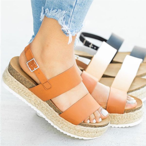 

women sandals 2019 new platform sandals with wedges shoes for women summer chaussures femme leather chunky heels sandalias mujer, Black