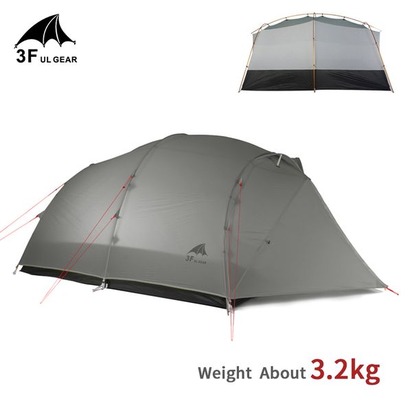 

3f ul gear qingkong 4 person ultralight tent 15d/210t large space 3/4 season outdoor hiking tents camping hunting tent