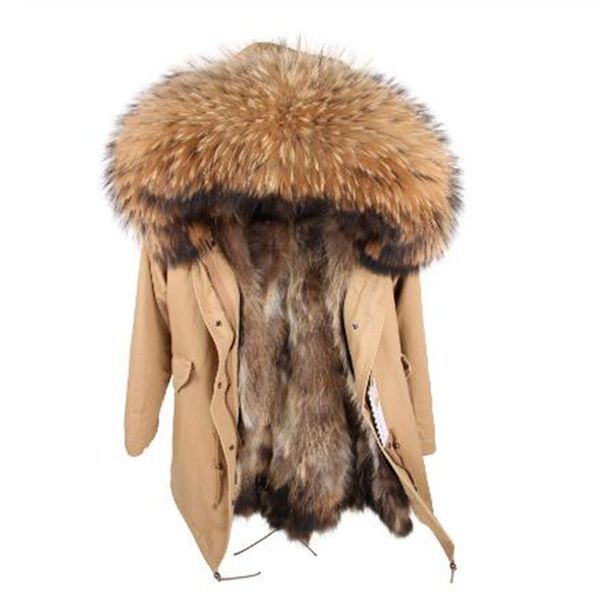 

s-7xl winter jacket women natural raccoon fur collar raccoon fur liner waterproof parka real coat warm thick streetwear, Black