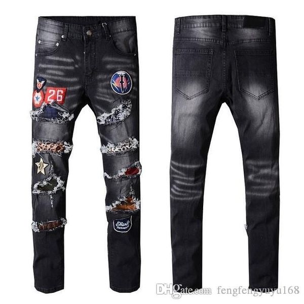 Compre 2020 Hombres Pantalones Vaqueros Rasgados Desgastados