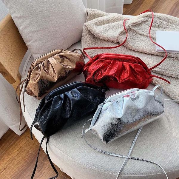 

fashion women dinner party clutch handbag pu leather pleated money purse ladies shoulder messenger evening bag