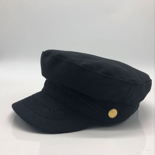 

new wool military hat winter knitted cap flat hats for women black grey male female casquette militaire gorra plana 55-58cm, Blue;gray