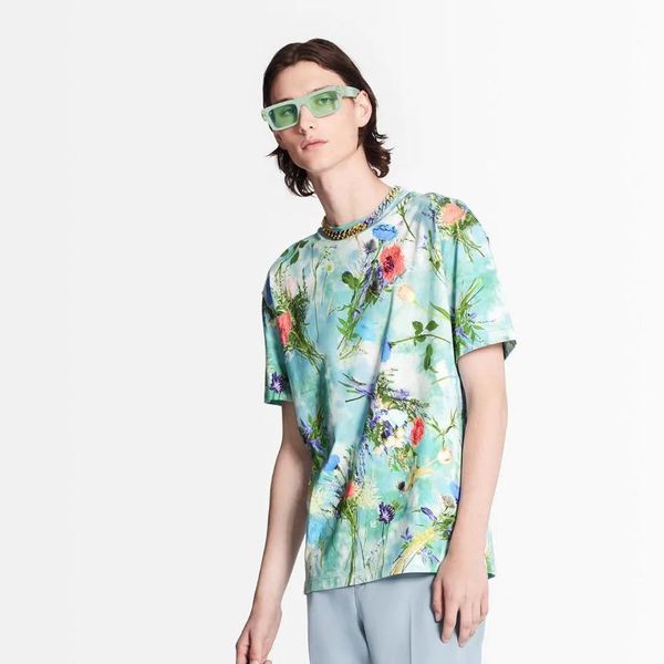 

20ss flowers printing embroidery t-shirt casual comfortable cotton tee fashion couple women mens designer t shirts hfxhtx131, White;black