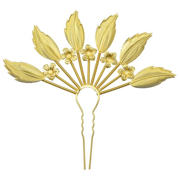 

simple u shaped style wedding hair pins flower hairpins leaf jewelry decorative bridal hair accessories for women and girls, Slivery;golden