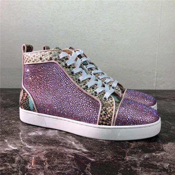 

2019 new designer luxury mens red bottoms casual shoes womens spike golden fashion high help sneakers size 35-47 c-003 c04, Black