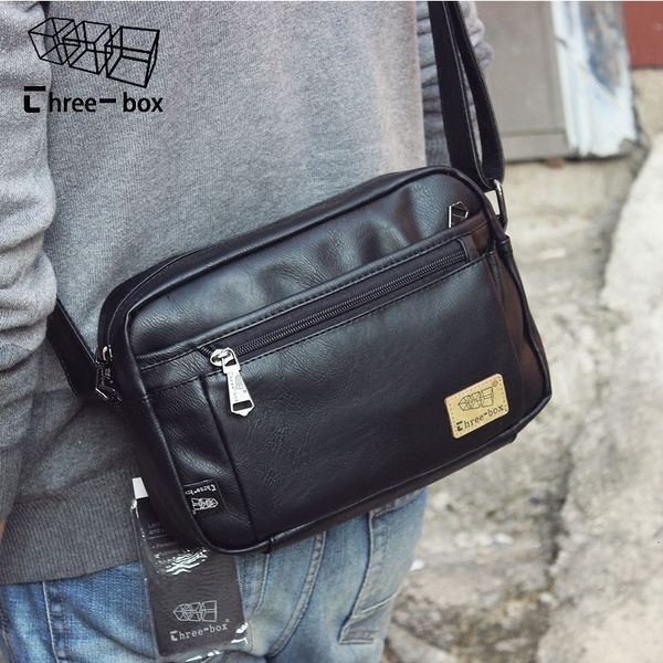 

three box new korea men messenger bag vintage male leather shoulder bag brand business briefcase crossbody bag for man handbags cj191129, Black;red