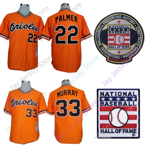 

jim palmer eddie murrayjersey coopers-town baseball hall of fame white blue cream grey orange all stitched men size m-3xl, Blue;black