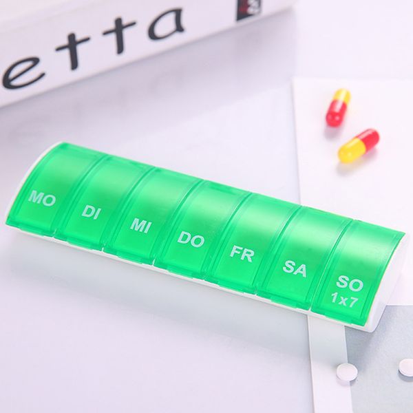 

portable holder dispenser case weekdays rectangle 7 days weekly slot home mini box storage organizer tablet