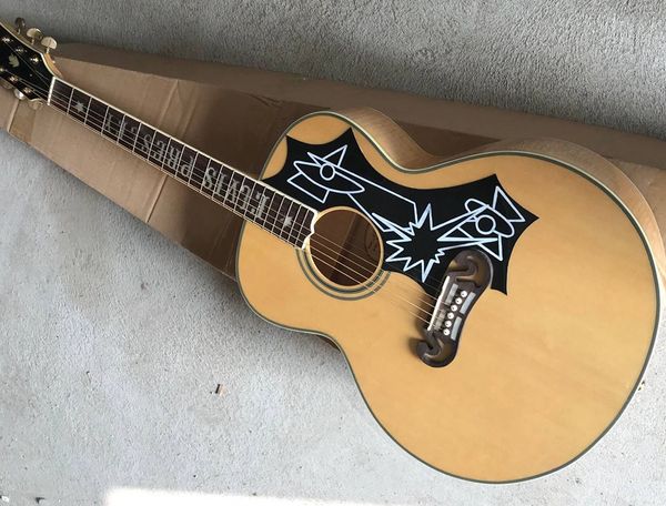 

factory outlet guitar sj200 elvis presley acoustic guitar natural wood jumbo acoustic guitar natural tiger maple neck body