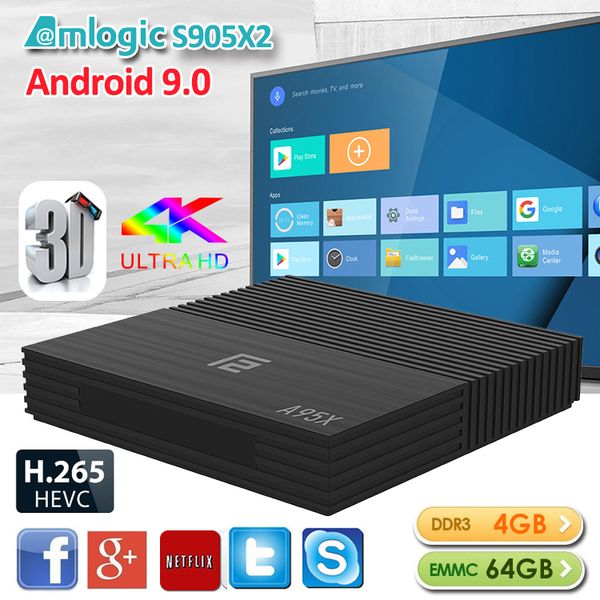 

1pcs a95x f2 smart tv box android 9.0 amlogic s905x2 quad core set box 2.4+5g wifi bluetooth set box