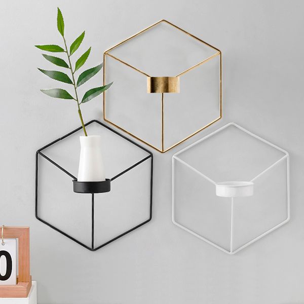 Simple Style 3d Geometric Candlestick Metal Nordic Wall Candle