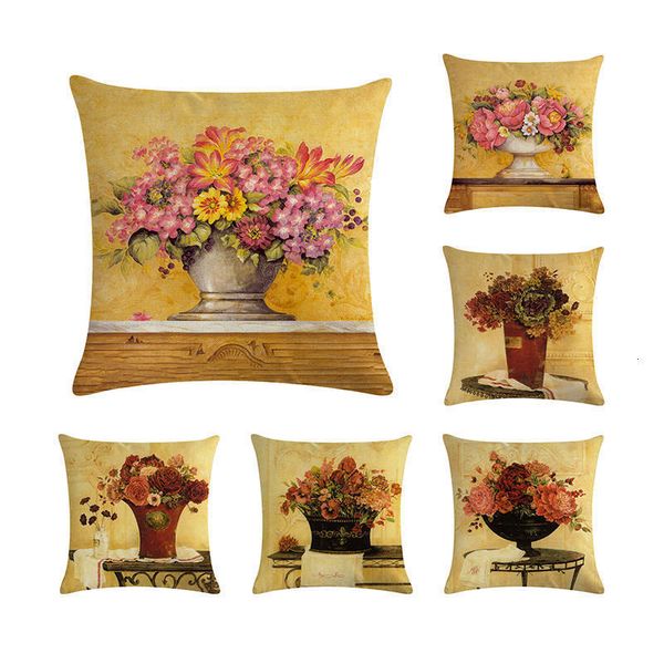 

свадебный подарок моды романтическая картина розовый фиолетовый синий масло букет ваза декоративная подушка обложка диван наволочки zy225