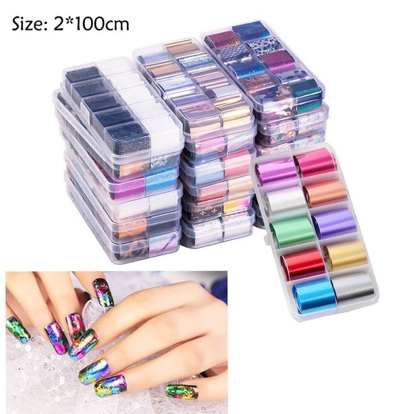

10 rolls per set nail tip foil decals wraps set nail art starry sky transfer decoration manicure, Black